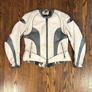 Vintage Y2K Joe Rocket White Leather Motorcycle Jacket
